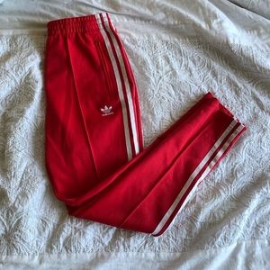 Red Adidas soccer pants